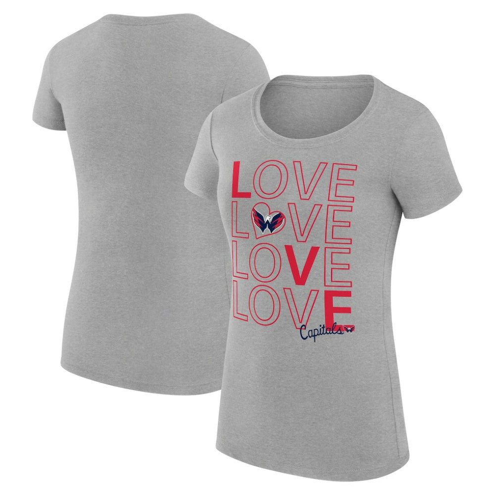 Washington Capitals G-III 4Her by Carl Banks Women's Super-Slim Fit Lightweight Hockey Love T-Shirt - Heather Gray | US 200617546