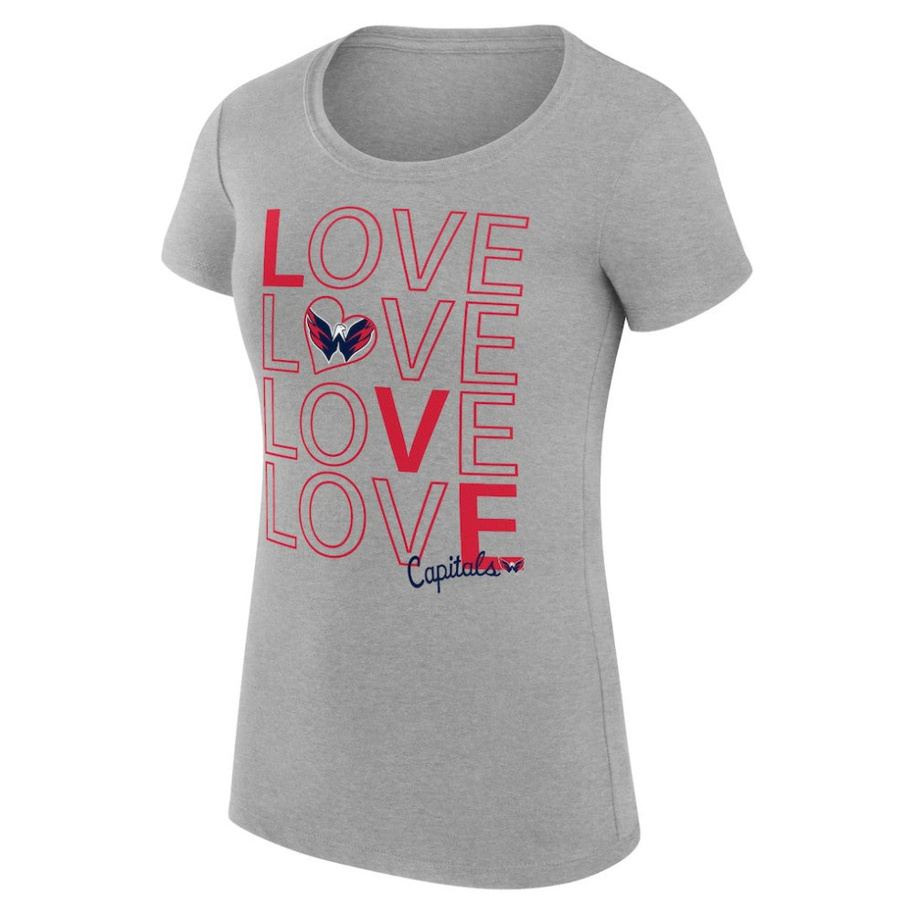 Washington Capitals G-III 4Her by Carl Banks Women's Super-Slim Fit Lightweight Hockey Love T-Shirt - Heather Gray | US 200617546