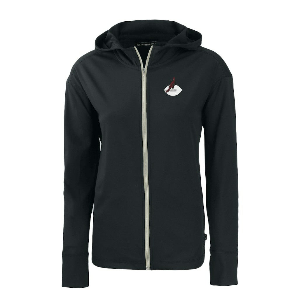 Arizona Cardinals Cutter & Buck Women's Throwback Daybreak Eco Recycled Half-Zip Hoodie - Black Hoodies