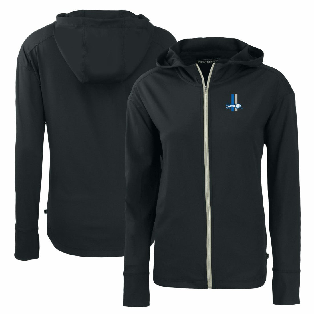 Detroit Lions Cutter & Buck Women's Throwback Daybreak Eco Recycled Half-Zip Hoodie - Black Hoodies