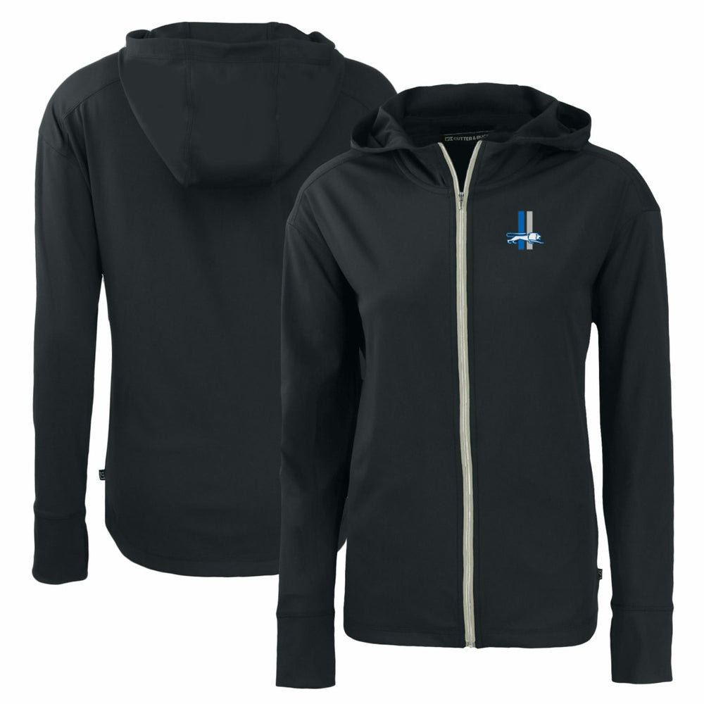 Detroit Lions Cutter & Buck Women's Throwback Daybreak Eco Recycled Half-Zip Hoodie - Black Hoodies
