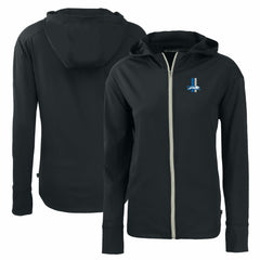 Detroit Lions Cutter & Buck Women's Throwback Daybreak Eco Recycled Half-Zip Hoodie - Black Hoodies