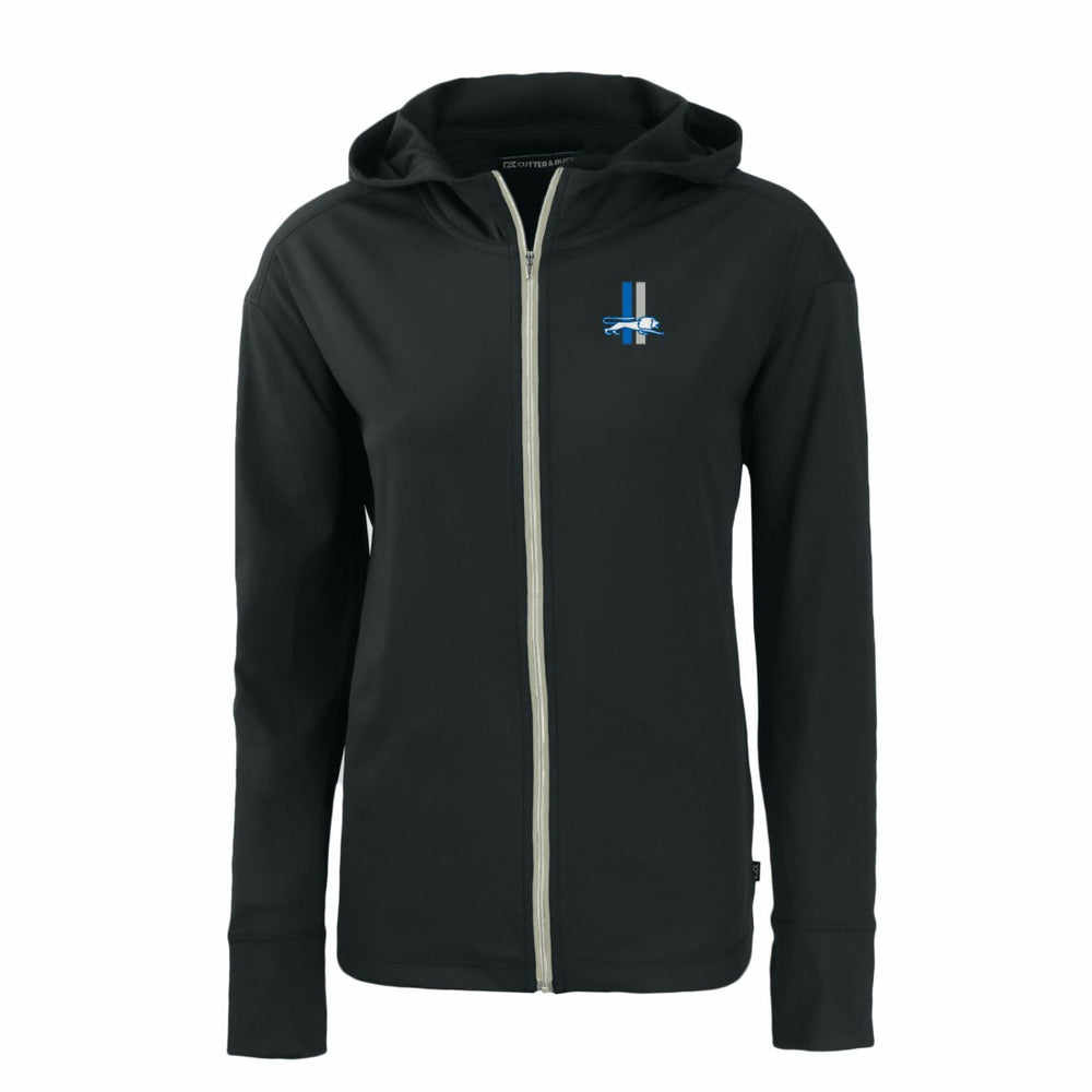 Detroit Lions Cutter & Buck Women's Throwback Daybreak Eco Recycled Half-Zip Hoodie - Black Hoodies