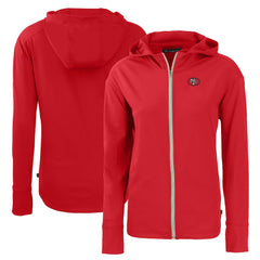 San Francisco 49ers Cutter & Buck Women's Throwback Daybreak Eco Recycled Half-Zip Hoodie - Scarlet Hoodies
