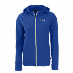 Seattle Seahawks Cutter & Buck Women's Throwback Daybreak Eco Recycled Half-Zip Hoodie - Blue Hoodies