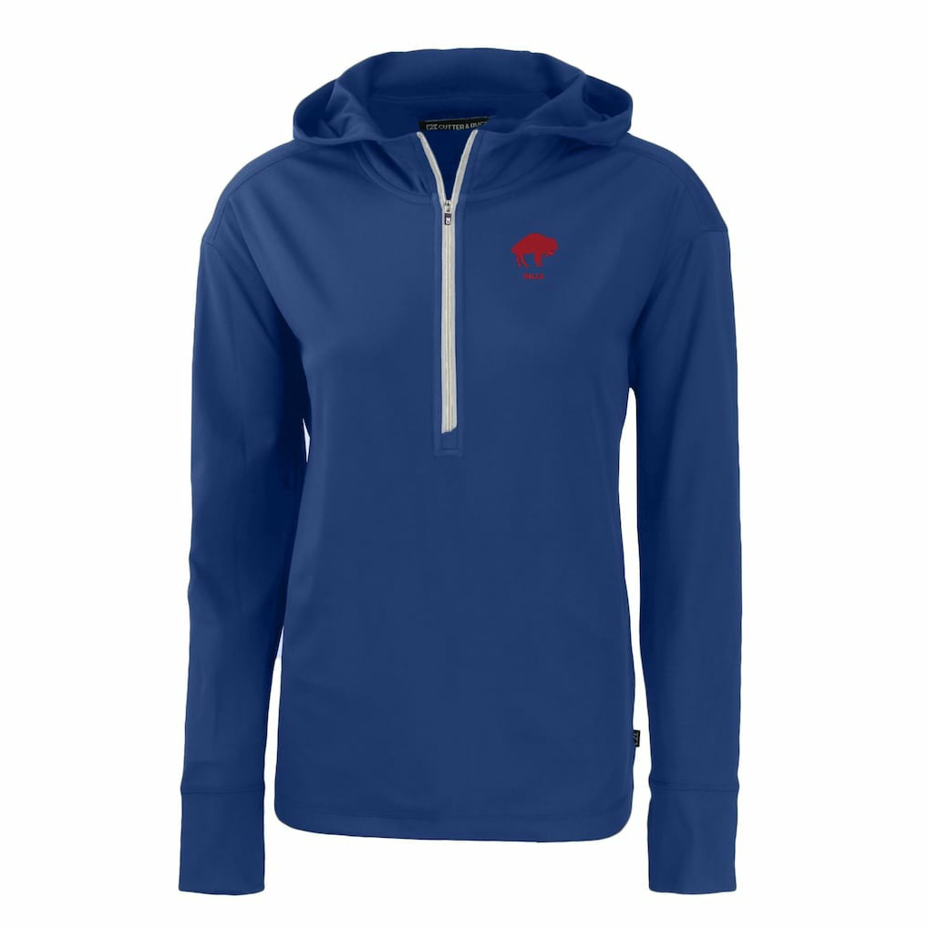 Buffalo Bills Cutter & Buck Women's Throwback Daybreak Eco Recycled Half-Zip Hoodie - Royal Hoodies