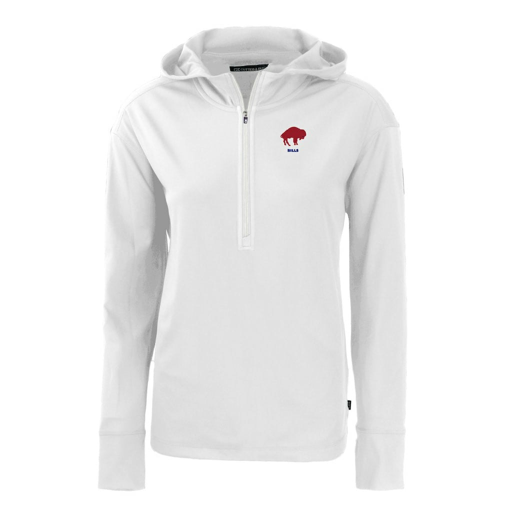 Buffalo Bills Cutter & Buck Women's Throwback Daybreak Eco Recycled Half-Zip Hoodie - White Hoodies