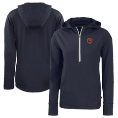 Chicago Bears Cutter & Buck Women's Throwback Daybreak Eco Recycled Half-Zip Hoodie - Navy Hoodies