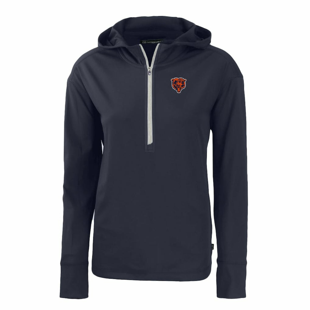 Chicago Bears Cutter & Buck Women's Throwback Daybreak Eco Recycled Half-Zip Hoodie - Navy Hoodies