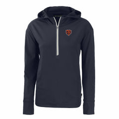 Chicago Bears Cutter & Buck Women's Throwback Daybreak Eco Recycled Half-Zip Hoodie - Navy Hoodies