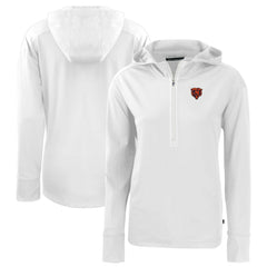 Chicago Bears Cutter & Buck Women's Throwback Daybreak Eco Recycled Half-Zip Hoodie - White Hoodies