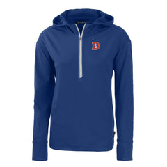 Denver Broncos Cutter & Buck Women's Throwback Daybreak Eco Recycled Half-Zip Hoodie - Blue Hoodies