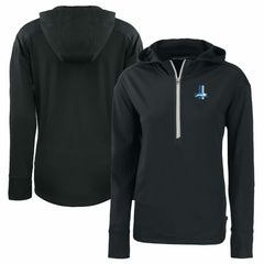 Detroit Lions Cutter & Buck Women's Throwback Daybreak Eco Recycled Half-Zip Hoodie - Black Hoodies
