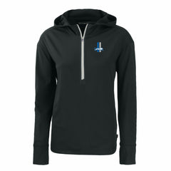 Detroit Lions Cutter & Buck Women's Throwback Daybreak Eco Recycled Half-Zip Hoodie - Black Hoodies