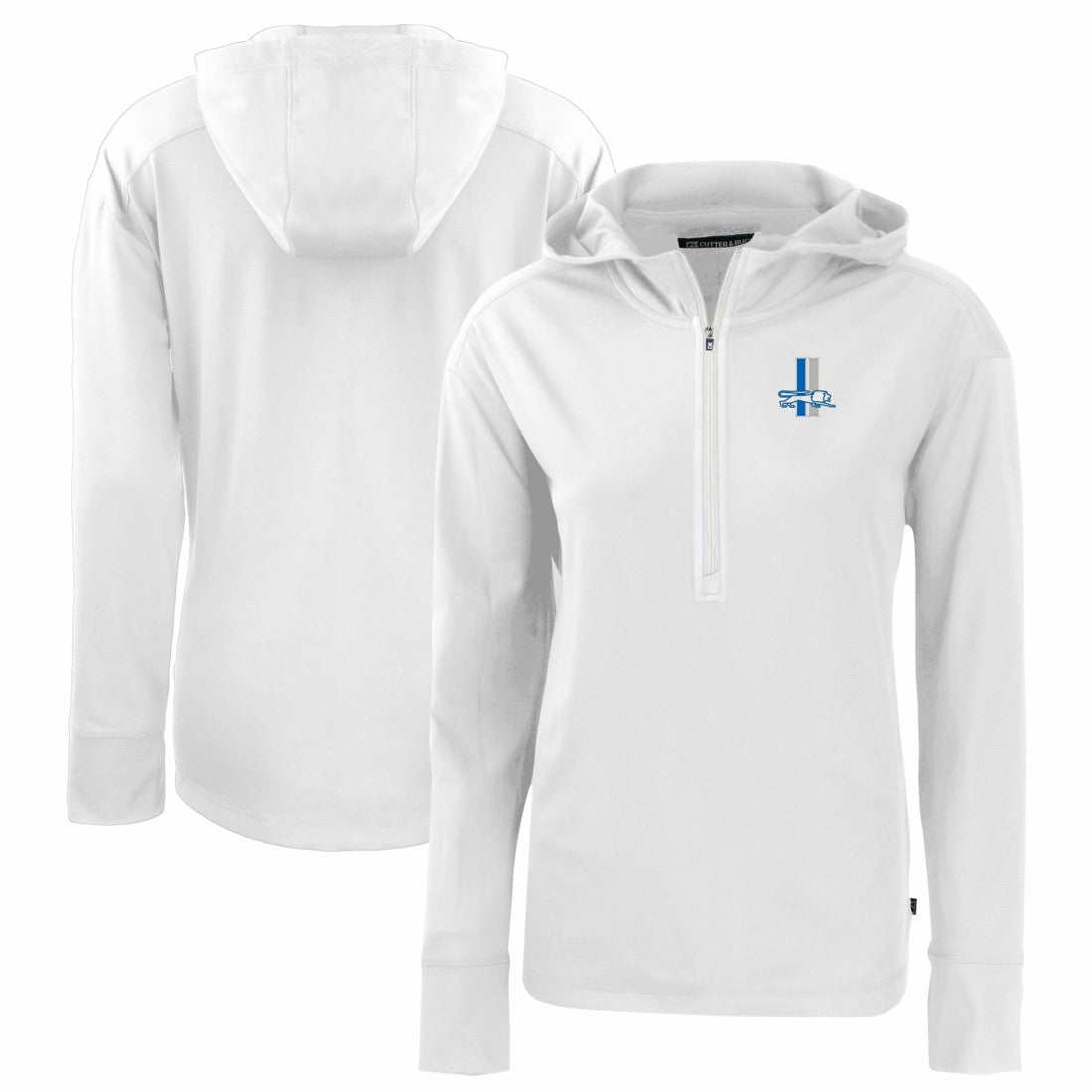 Detroit Lions Cutter & Buck Women's Throwback Daybreak Eco Recycled Half-Zip Hoodie - White Hoodies