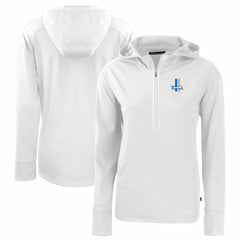 Detroit Lions Cutter & Buck Women's Throwback Daybreak Eco Recycled Half-Zip Hoodie - White Hoodies