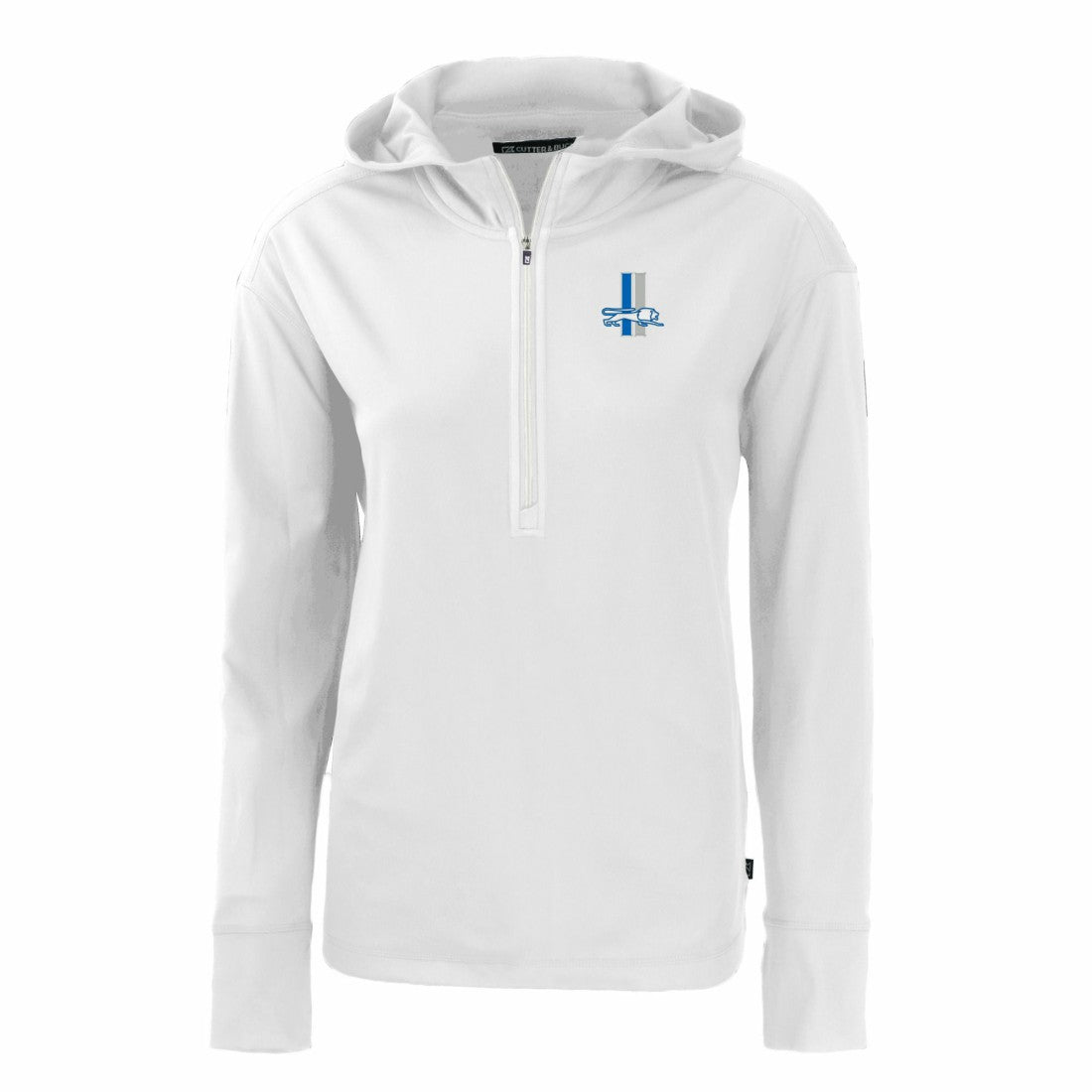 Detroit Lions Cutter & Buck Women's Throwback Daybreak Eco Recycled Half-Zip Hoodie - White Hoodies