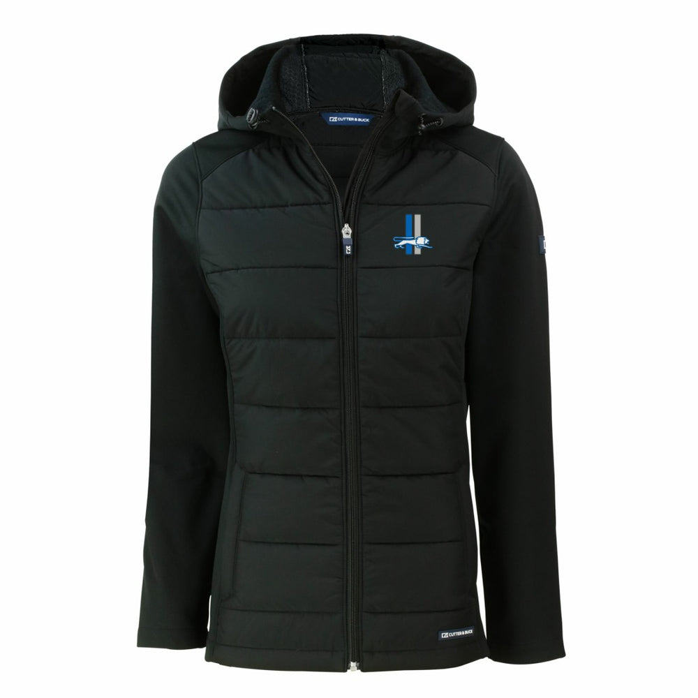 Detroit Lions Cutter & Buck Women's Throwback Evoke Hybrid Eco Softshell Recycled Full-Zip Hoodie Jacket - Black Hoodies