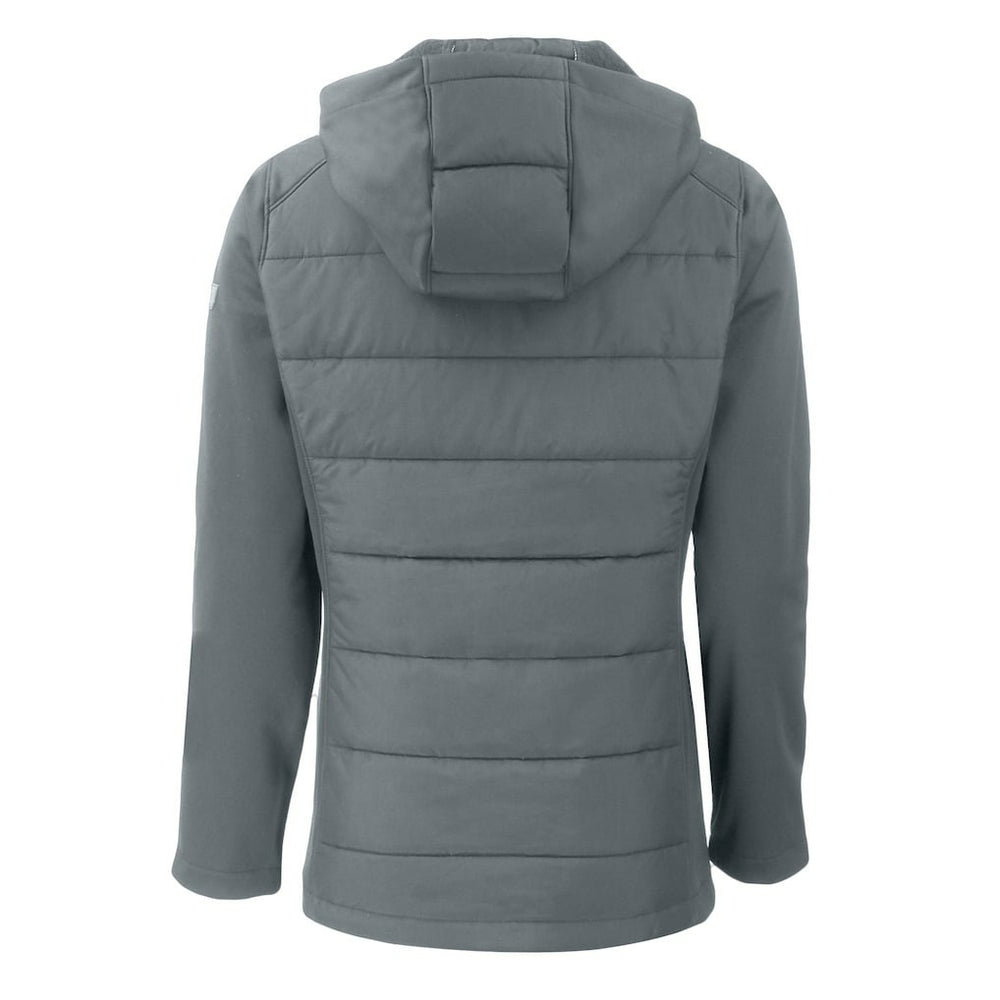 Miami Dolphins Cutter & Buck Women's Throwback Evoke Hybrid Eco Softshell Recycled Full-Zip Hoodie Jacket - Gray Hoodies