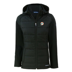 Miami Dolphins Cutter & Buck Women's Throwback Evoke Hybrid Eco Softshell Recycled Full-Zip Hoodie Jacket - Black Hoodies