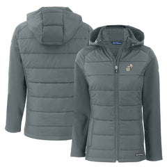 New Orleans Saints Cutter & Buck Women's Throwback Evoke Hybrid Eco Softshell Recycled Full-Zip Hoodie Jacket - Gray Hoodies
