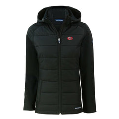 San Francisco 49ers Cutter & Buck Women's Throwback Evoke Hybrid Eco Softshell Recycled Full-Zip Hoodie Jacket - Black Hoodies
