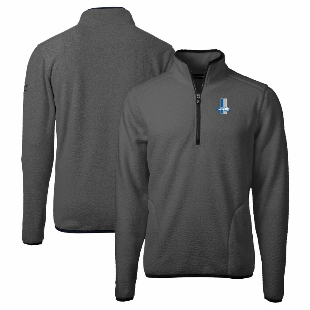 Detroit Lions Cutter & Buck Throwback Cascade Eco Sherpa Fleece Quarter-Zip Pullover Jacket - Gray/Black Pullover