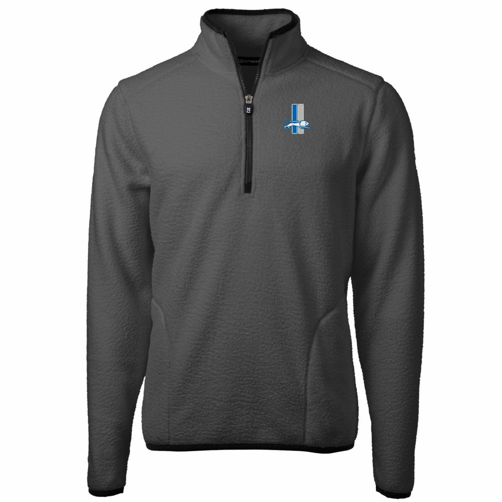 Detroit Lions Cutter & Buck Throwback Cascade Eco Sherpa Fleece Quarter-Zip Pullover Jacket - Gray/Black Pullover