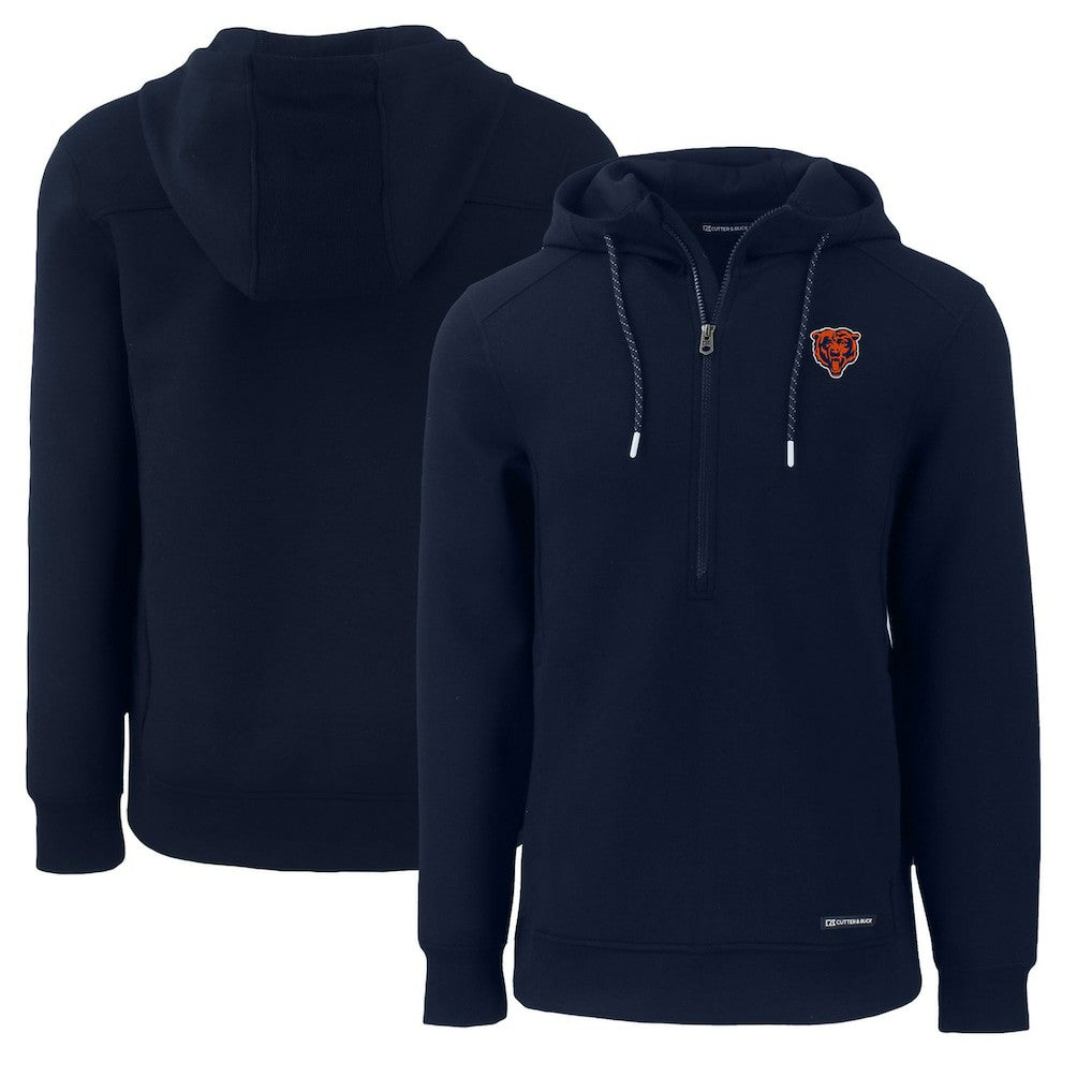 Chicago Bears Cutter & Buck Throwback Roam Eco Half-Zip Recycled Pullover Hoodie - Navy Hoodies
