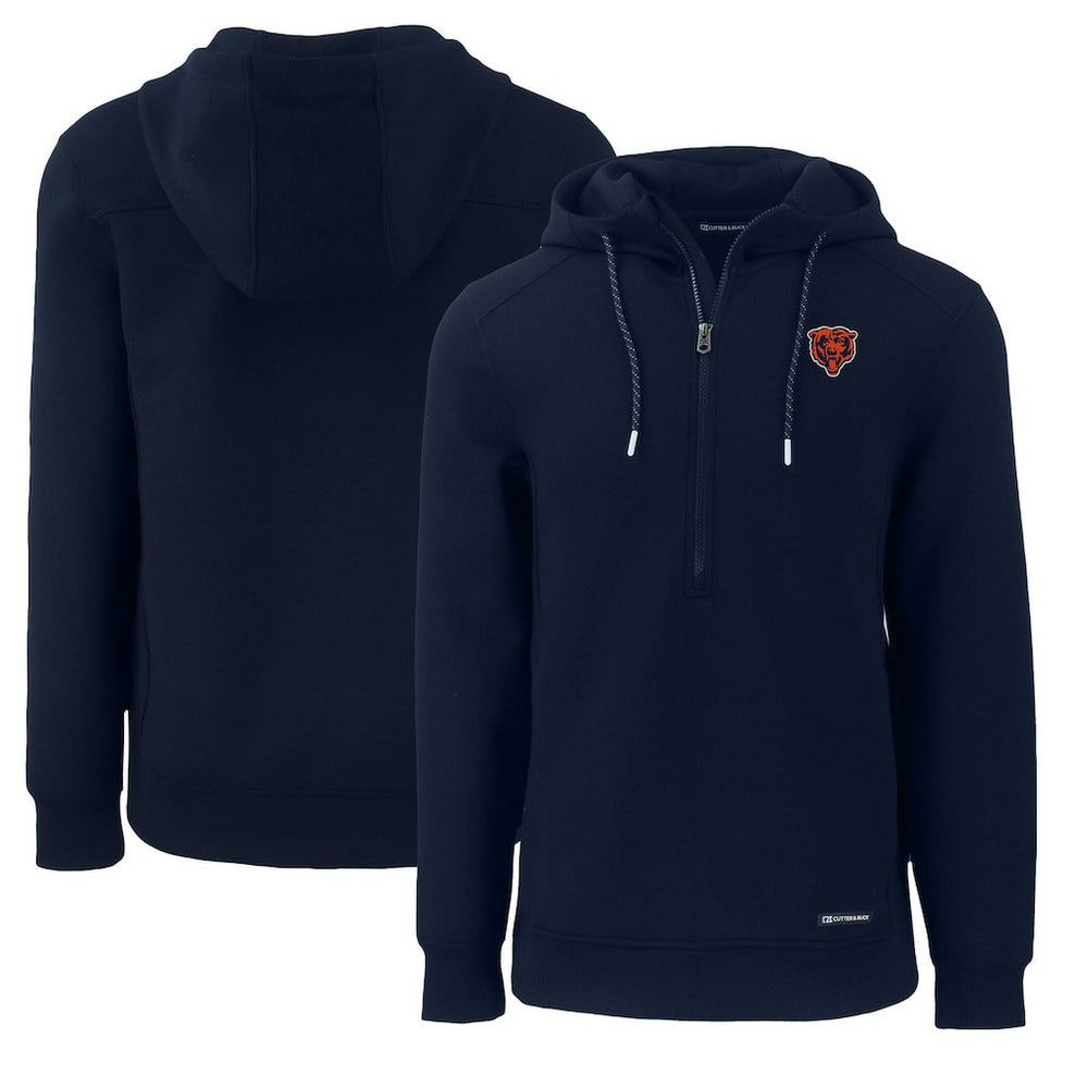 Chicago Bears Cutter & Buck Throwback Roam Eco Half-Zip Recycled Pullover Hoodie - Navy Hoodies