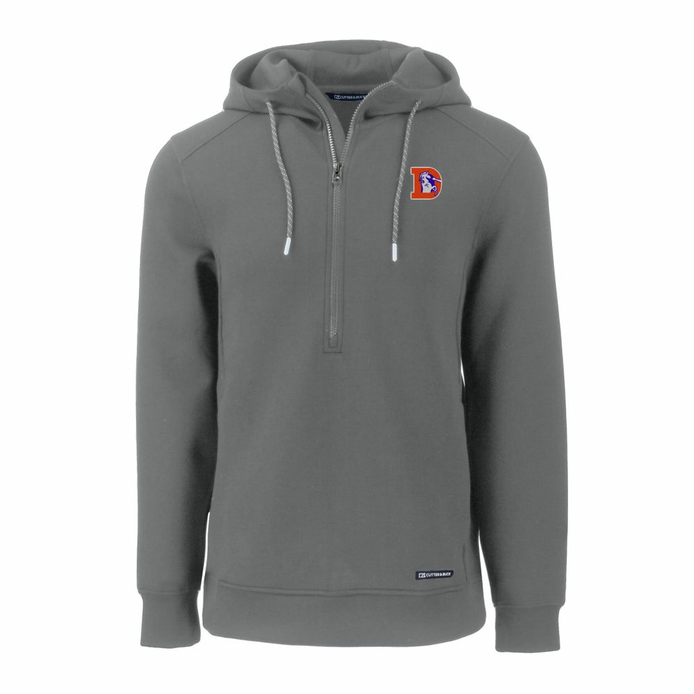 Denver Broncos Cutter & Buck Throwback Roam Eco Half-Zip Recycled Pullover Hoodie - Gray Hoodies