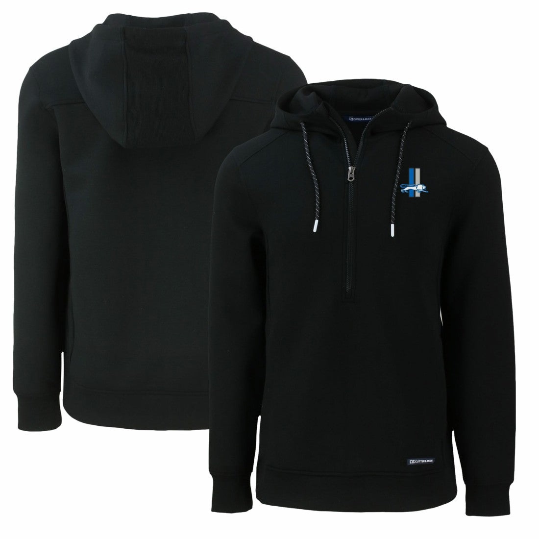Detroit Lions Cutter & Buck Throwback Roam Eco Half-Zip Recycled Pullover Hoodie - Black Hoodies