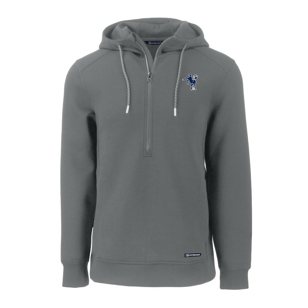 Indianapolis Colts Cutter & Buck Throwback Roam Eco Half-Zip Recycled Pullover Hoodie - Gray Hoodies