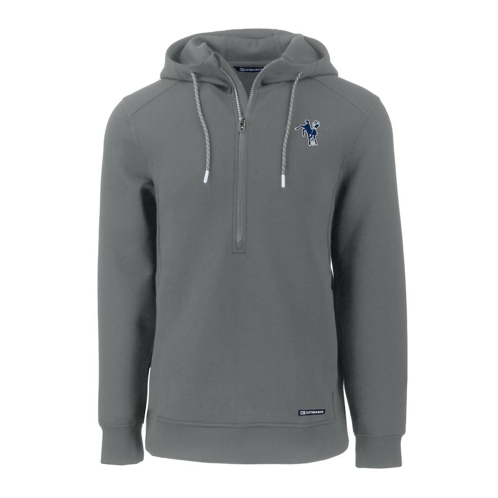 Indianapolis Colts Cutter & Buck Throwback Roam Eco Half-Zip Recycled Pullover Hoodie - Gray Hoodies