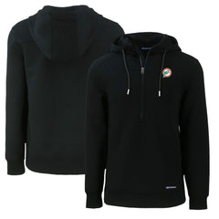 Miami Dolphins Cutter & Buck Throwback Roam Eco Half-Zip Recycled Pullover Hoodie - Black Hoodies