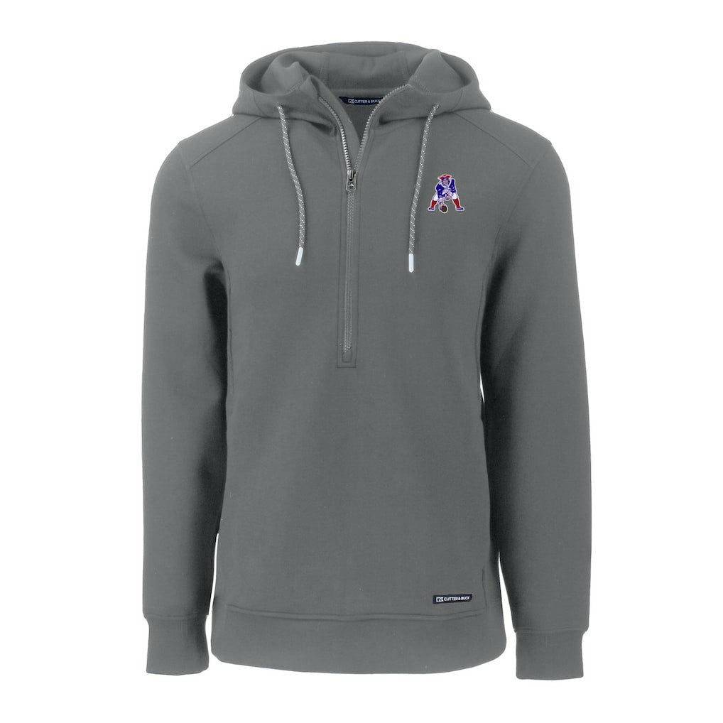 New England Patriots Cutter & Buck Throwback Roam Eco Half-Zip Recycled Pullover Hoodie - Gray Hoodies