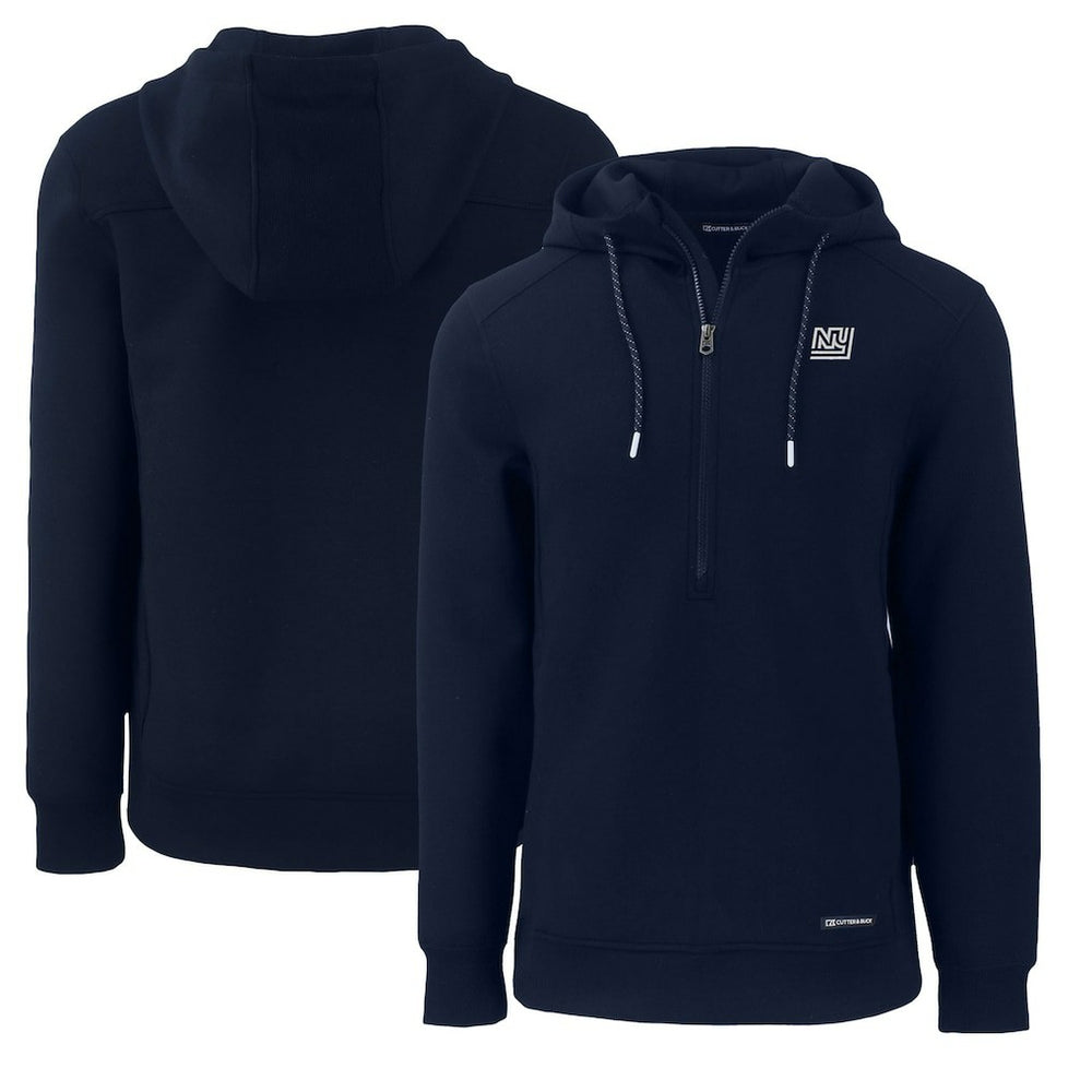 New York Giants Cutter & Buck Throwback Roam Eco Half-Zip Recycled Pullover Hoodie - Navy Hoodies
