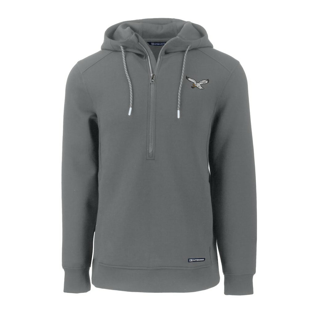 Philadelphia Eagles Cutter & Buck Throwback Roam Eco Half-Zip Recycled Pullover Hoodie - Gray Hoodies