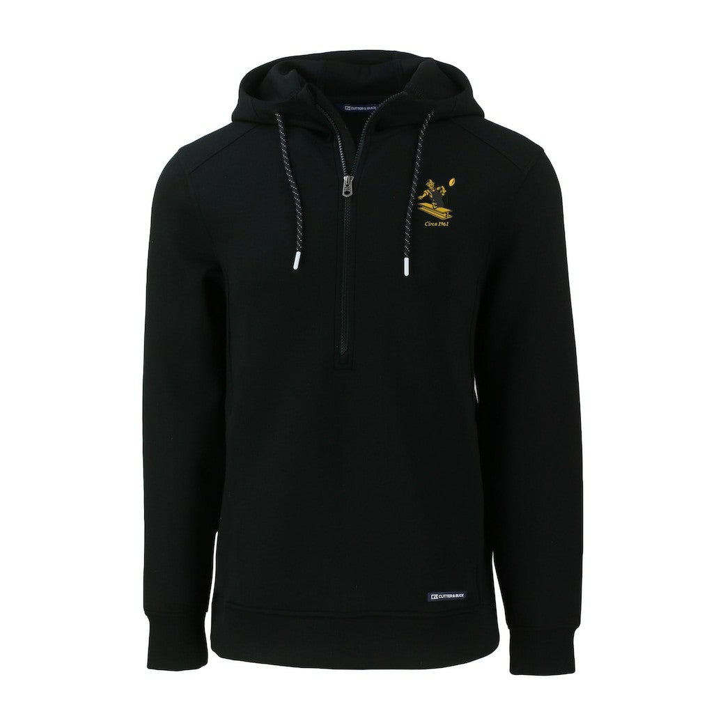 Pittsburgh Steelers Cutter & Buck Throwback Roam Eco Half-Zip Recycled Pullover Hoodie - Black Hoodies