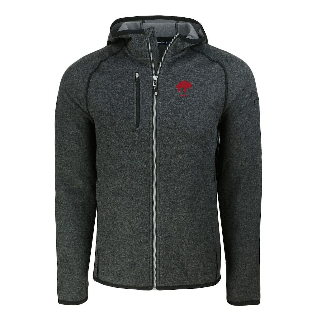 Buffalo Bills Cutter & Buck Throwback Mainsail Sweater-Knit Full-Zip Hoodie - Heather Charcoal Hoodies