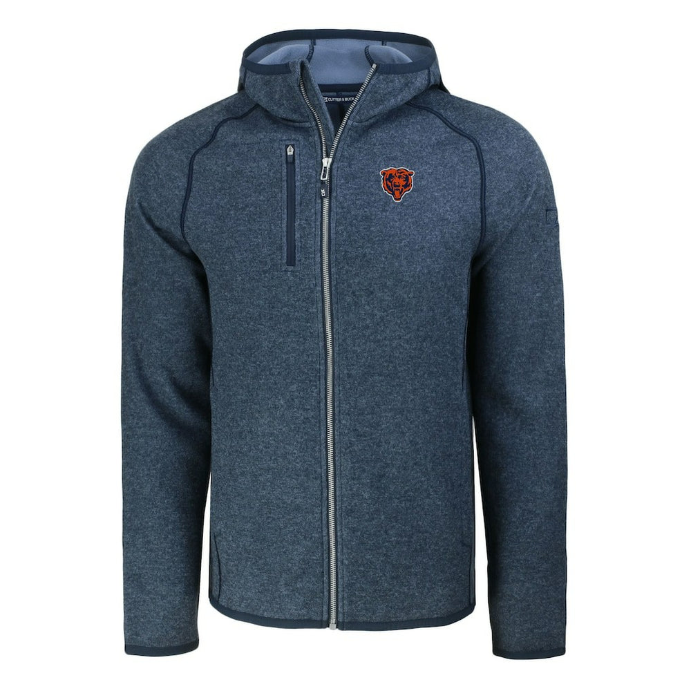 Chicago Bears Cutter & Buck Throwback Mainsail Sweater-Knit Full-Zip Hoodie - Heather Navy Hoodies