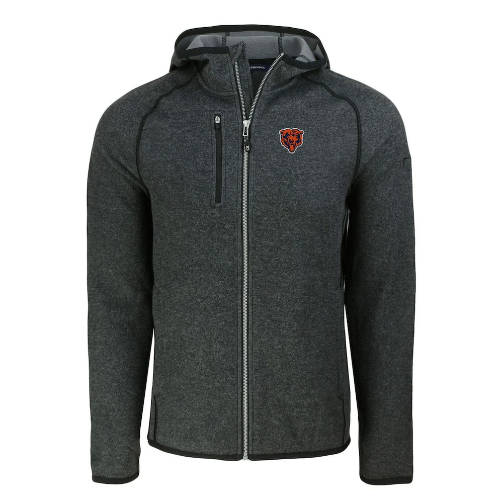 Chicago Bears Cutter & Buck Throwback Mainsail Sweater-Knit Full-Zip Hoodie - Heather Charcoal Hoodies