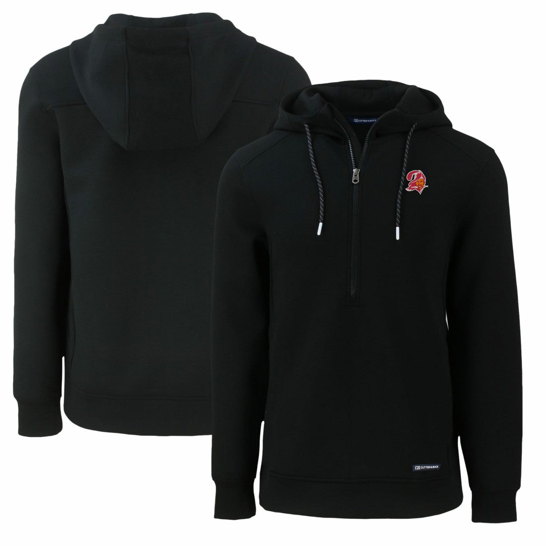 Tampa Bay Buccaneers Cutter & Buck Throwback Roam Eco Half-Zip Recycled Pullover Hoodie - Black Hoodies