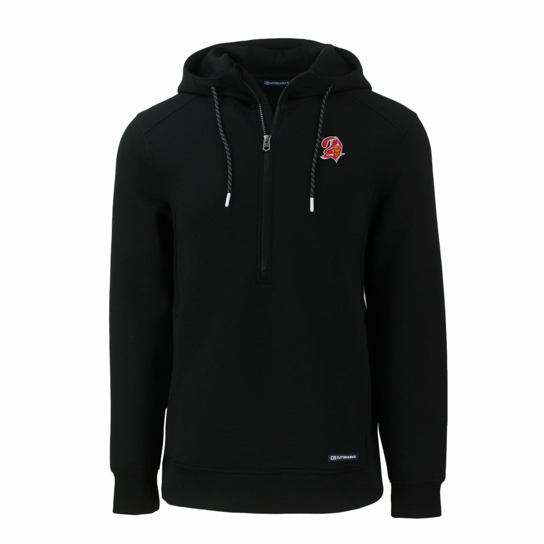 Tampa Bay Buccaneers Cutter & Buck Throwback Roam Eco Half-Zip Recycled Pullover Hoodie - Black Hoodies