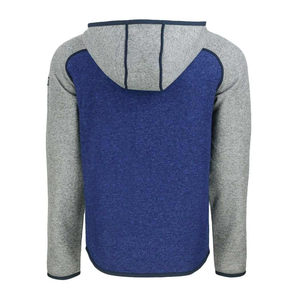 Denver Broncos Cutter & Buck Throwback Mainsail Sweater-Knit Full-Zip Hoodie - Royal/Heather Gray Hoodies