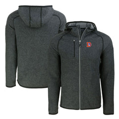 Denver Broncos Cutter & Buck Throwback Mainsail Sweater-Knit Full-Zip Hoodie - Heather Charcoal Hoodies