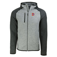 Denver Broncos Cutter & Buck Throwback Mainsail Sweater-Knit Full-Zip Hoodie - Heather Gray/Heather Charcoal Hoodies