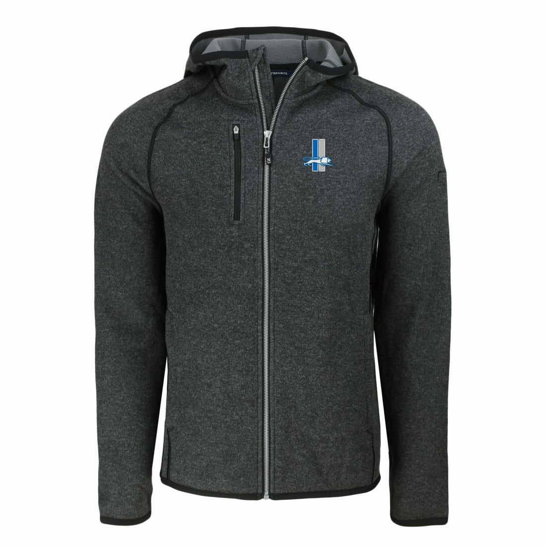 Detroit Lions Cutter & Buck Throwback Mainsail Sweater-Knit Full-Zip Hoodie - Heather Charcoal Hoodies