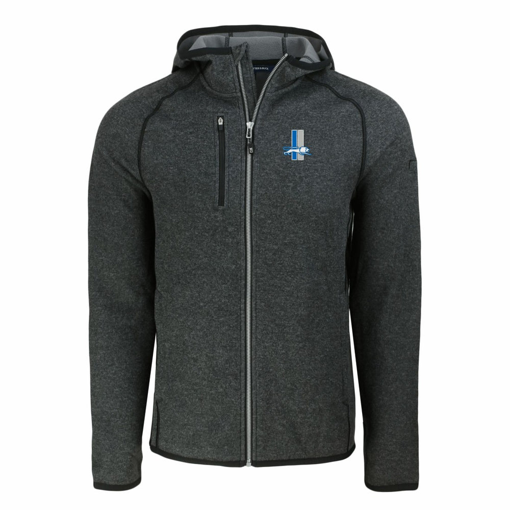 Detroit Lions Cutter & Buck Throwback Mainsail Sweater-Knit Full-Zip Hoodie - Heather Charcoal Hoodies