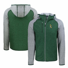 Green Bay Packers Cutter & Buck Throwback Mainsail Sweater-Knit Full-Zip Hoodie - Heather Green/Heather Gray Hoodies